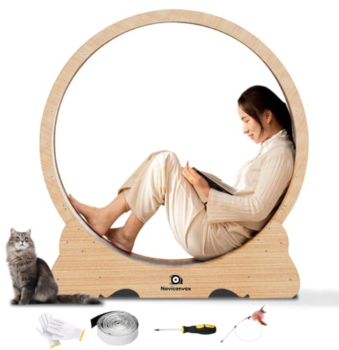 Naviconvex Katzenrad, 134,6 cm L große Katzen Übung Laufrad, Katzenlaufband für Indoor-Katzen
