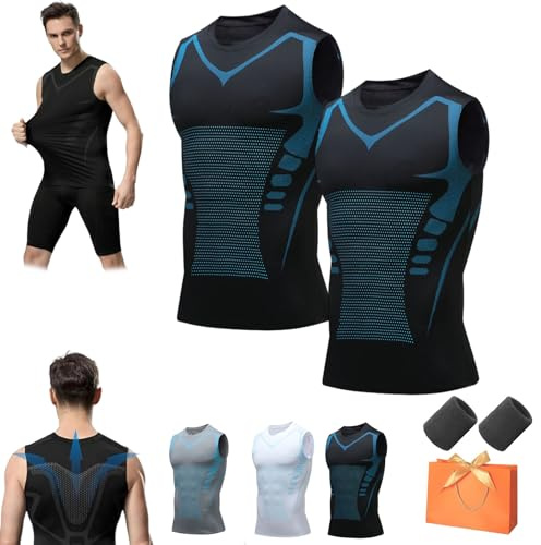 Modovita Canotta Uomo, Modovita V2 Canotta Uomo, Maglia Uomo Senza Maniche Traspirante Supporto Postura Intimo Invisibile Sotto Abiti Base Layer Fitness Per Allenamento E Tempo Libero (2PC--F,XL)