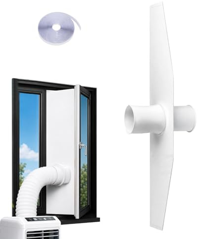 Veasbuu Kit Finestra per Condizionatore Portatile - Pannello di Tenuta Impermeabile con Apertura Zip | Kit di Sfiato per Condizionatore Portatile | Adatto a Casa Cucina Camera da Ufficio Interni