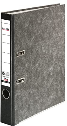 FALKEN Recycling-Ordner Wolkenmarmor 5 cm schmal DIN A4 schwarzer Rücken | Made in Germany Papierbezug im Wolkenmarmor-Design Blauer Engel