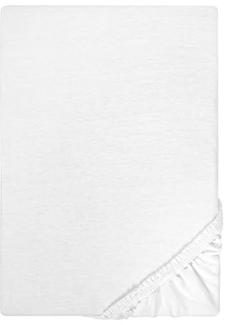 biberna Jersey Spannbettlaken 180x200-200x200 cm weiß | 100% Baumwolle Spannbetttuch für Doppelbetten | Atmungsaktiv, Bügelfrei & mit Rundumgummizug | Oeko-TEX Zertifiziert | Modell 0077155