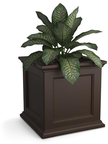 Mayne Fairfield 20-Inch Square Planter – Self-Watering, Weather-Resistant Planter for Flowers – Durable Outdoor Design for Patio, Porch, or Entryway, Espresso