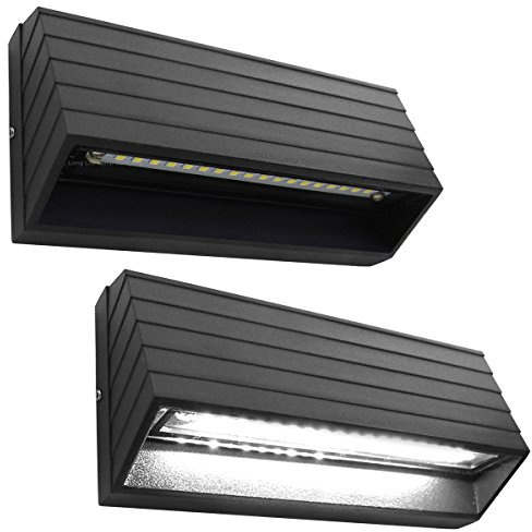 Long Life Lamp Company 2 x Surface Mount Wall or Pathway LED Outdoor Brick Light Black Finish Cool White ZLC039CW
