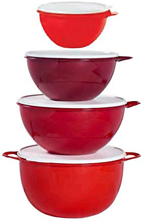 Tupperware Schüssel-Set, Rot, 4 Stück, 6 Tassen, Kunststoff, Klassisch, Bowl-Set