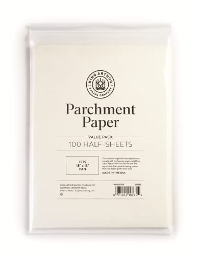 King Arthur Flour Precut Baking Parchment Paper, Heavy Duty, Professional Grade, Nonstick, Reusable, Resealable Pack, 16½ X 12¼, 100 count