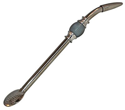 RECHERE Stainless Steel Yerba Mate Tea Bombilla Gourd Drinking Straw Filter Silver (Grey)