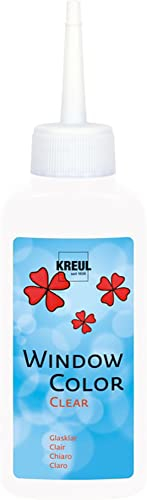KREUL 40201 - Window Color Clear farblos 80 ml, Fenstermalfarbe auf Wasserbasis, mit glatter glasklarer Oberfläche, geeignet für Oberflächen wie Glas, Spiegel und Fliesen