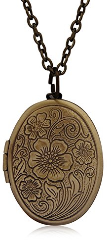 Fajewellery Bilder Medaillon zum öffnen herz aufklappen foto mit Kette Blume Oval für Damen Herren