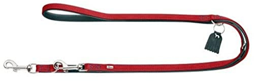 HUNTER LUCCA Verstellbare Hundeführleine, Leder, weich, robust, modern, 2,0 x 200 cm, rot/türkis