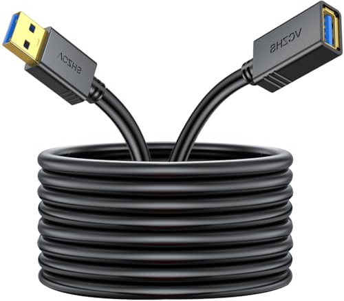 VCZHS Tech USB 3.0 Extension Cable 20 FT, Heavy-Duty 22AWG Power Wire, USB Extender Cord, High-Speed 5Gbps Type A Male to Female for Remote Printer, Webcam, and PC Peripherals