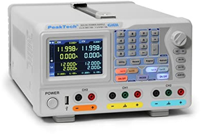PeakTech P 6181 – 2-Kanal Labornetzteil 0-30V / 0-6A DC – Profesionelles Labornetzgerät mit TFT-Farbdisplay – Labor Netzteil mit USB-Anschluss und Datenlogger Funktion
