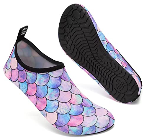 Mabove Badeschuhe Wasserschuhe Schwimmschuhe Herren Damen Strandschuhe Aquaschuhe Barfussschuhe Neopren Surfschuhe rutschfest(Violett Meerjungfrau,40/41 EU)