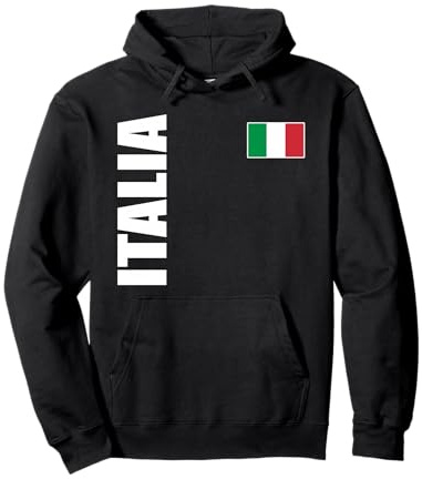 Bandiera Italia Italia Italiano Felpa con Cappuccio Unisex Adulto Sweatshirt Grigio Melange S