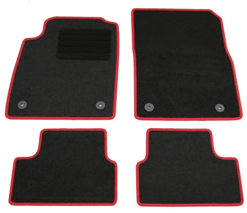 AD Tuning HG13460-ROT Fußmatten Set (4teilig) Schwarz Rot Autoteppiche Matten