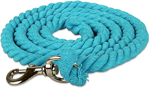 EQUINEWORLD 2 Meter Pferde-Führstrick – starke gedrehte Baumwolle Pony Leine Seil mit Trigger Clip Karabinerhaken (Himmelblau)
