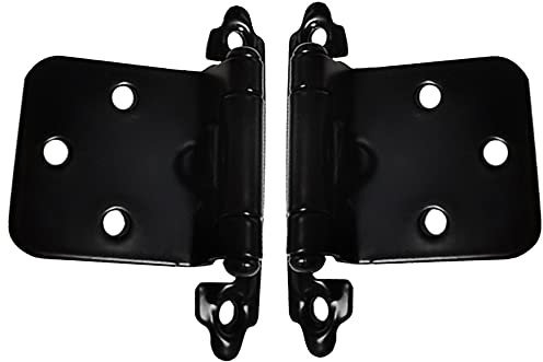 Mesee 5 Pairs Overlay Cabinet Hinges, Semi-Concealed Metal Flush Cupboard Hinge Set Self Closing Decorative Kitchen Cabinet Doors Hinges Face Mount Furniture Hardware Accessory