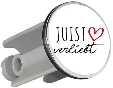 Huuraa Waschbeckenstöpsel Juist verliebt Geschenk | Universal Stopfen 4cm höhenverstellbar Abflussstopfen Geschenkidee Stöpsel mit Motiv für das Waschbecken