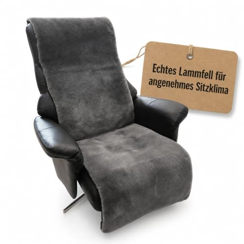 Leibersperger Sesselschoner für Relaxsessel universell komplett aus Lammfell 50 cm Breite (Anthrazit)