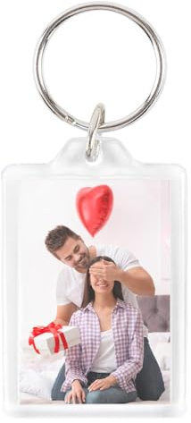 Porte clé Acrylique personnalisé Photo Recto et Verso – Impression Couleur de 2 Photos sur Porte-clé Rectangle Transparent – Cadeau personnalisé Homme, Femme, Enfant