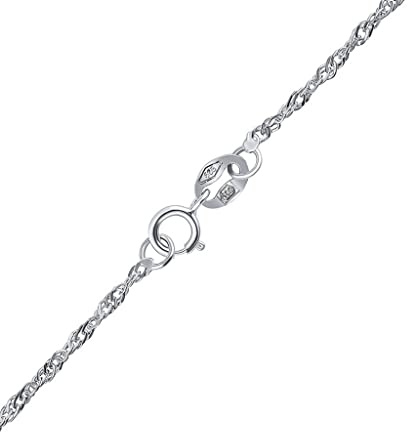 SILVEGO Damen Halskette aus 14 Karat 585 Weißgold Singapurkette Breite 1,4 mm