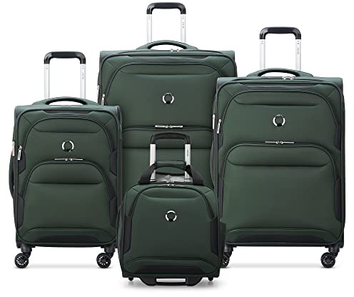 DELSEY PARIS Sky Max 2.0 Softside Expandable Luggage with Spinner Wheels, Green, Checked-Medium, 24 Inch