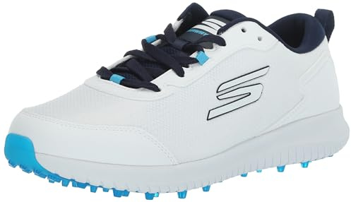 Skechers Leichter Herren-Golfschuh Max Fairway 4 ohne Spikes, weiß/Marineblau, 46 EU