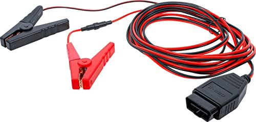 BGS 63313 | OBD 2 (EOBD) Bordnetz-Spannungshalter | 5 m | 12 V | Erhalt von Radiocodes und Sitzmemory | Anschluss über OBD II-Buchse (DLC) | Krokodilklemmen | Bereitschaftsanzeige