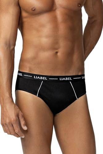 Liabel | 6 Slip Uomo Cotone Bianco Nero e Colorati Mutande Uomo Pack con Cuciture Rinforzate Set Intimo Uomo Slip con Elastico Esterno Male Underwear (L, Assortito)