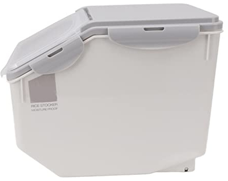 Reisbehälter, Umweltfreundlicher, Hochtemperaturbeständiger, Platzsparender, Luftdichter Lebensmittelbehälter aus Kunststoff mit Bohnenbecher (Grau 15KG)
