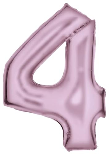 Amscan Große Zahl 4 Silk Lustre pastellpink Folienballon N34 verpackt 86 cm
