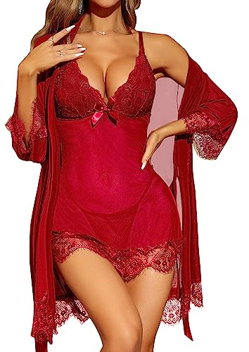 RSLOVE Damunderkläder, sexig babydoll, nattlinne i spets, pyjamasset, underkläder, morgonrock, XXL