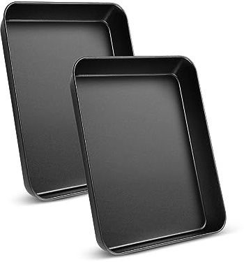 TEAMFAR Backblech, Edelstahl Antihaft Backform Auflaufform 2er Set 23cm | Antihaftbeschichtung, Tiefes Kuchenblech Fettpfanne für Kuchen/Lasagne/Brownie, 23,8x18x5cm, Ofenfest & Leicht zu Reinigen