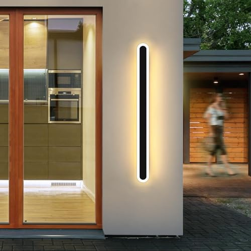 Mikeru 120CM Acrylic Wall Light, 3000K Warm White Christmas Lights Downlight Wall Light Garage LED Wall Lighting IP65 Oval Outdoor Garage Lights External for Proch, Balcony