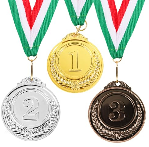 GEBETTER 3 Stück Gewinner Medaillen Zahlen Gold Silber Bronze Medaille Metall für Kinder Siegermedaillen Party Sportstag Spielzeug Preisen Wettbewerb Auszeichnungen Mitgebsel