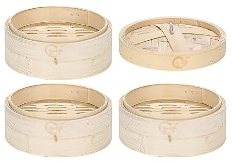 Panier Vapeur bambou,Cuiseur à vapeur en Bambou Fait à la Main,2 Couches/3 Couches Cuiseur à Riz Naturel Chinois Avec Couvercle Pour Dim Sum,Boulettes,Fruits De Mer,9 Tailles