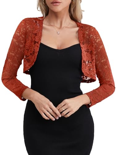 fuinloth Bolero Toreras Mujer Elegante Encaje Fiesta Boda Noche Corto | Suave y ligero, favorecedor, transpirable, versátil, confortable, tallas amplias