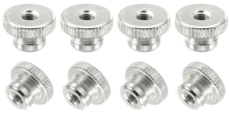 sourcing map Knurled Thumb Nuts, 8Pcs M5 Carbon Steel Nut High Head Through Hole, Silver