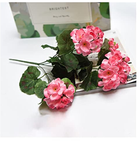 Künstliche Blumen, künstliche Geranien, rote und rosa Blumen, Pflanzen, künstliche Pflanzen, künstliche Blumen, Party-Dekoration, kreativ (Farbe: Gelb) (Rosa)