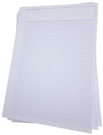 Millimeterpapier, Millimeterpapierblock, Aufmassblock, DIN A4, 80 g/m2, 50 Blatt, 1 mm Raster in hellblau, mit gedruckten Linealen links und unten, Anschriftenfeld oberhalb des Rasters (3)