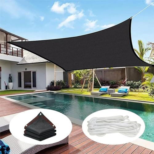 Rectangle Shade Sails 4m x 8m UV Resistant Material, Breathable, Sun Shades for Garden - Pergola Canopy for Garden Greenhouse Cover Flowers Patio Dog Crate Cover, Black