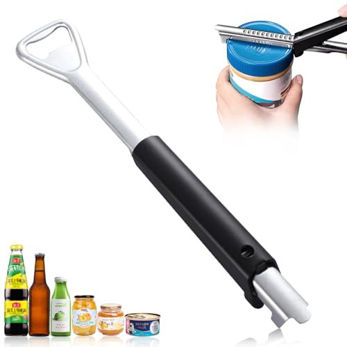 Meafeng Effortless Arthritis Jar Opener, 3 in 1 Multifunctional Senior Bottle Opener, Easy to Open Lid Opener, Stainless Steel Jar Opener, Adjustable Handle Arthritis Glass Lid Can Opener
