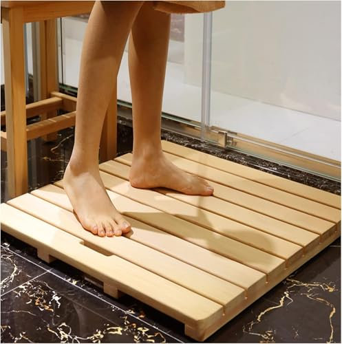 Natürliche Holz-Duschmatte, Bambus-Badematte, rutschfeste Bambusmatte, Natur-Bambus-Badezimmermatte, Dusch-Badematte, für Badezimmer, Badewanne, Dusche, Sauna, Whirlpool, anpassbar, 30 x 50