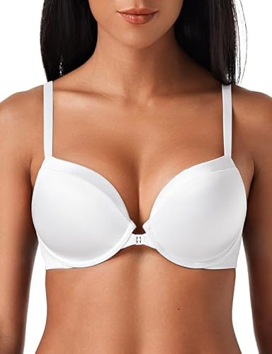 Deyllo Damen Push up BH mit Bügel Super Bequemer Dirndl BHS Comfit Soft Schalen Unsichtbarer Tshirt Bra Tiefer Rückenausschnitt Kleine Brüste Klassische BHS Starker Halt Anti Sag Weiß 85C