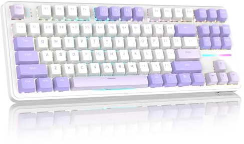 ATTACK SHARK X87 80% Gasket Tastiera Gaming Meccanica Wireless - Viola | BT5.0/2.4G/USB-C, RGB Hot-Swap, 5 Strati di Riempimento, 4000mAh, Switch Lineari Pre-Lubrificati, Tasti PBT OEM per PC/MAC