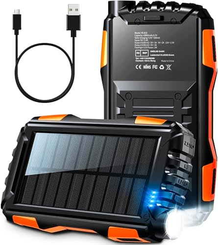 56800mAh &65W Portable Power Bank Battery Pack, 3 Charging Ports USB-C Fast Charging Phone Charger, Outdoor Solar Charger with LED Display&Flashlight, for iPhone/Tablets