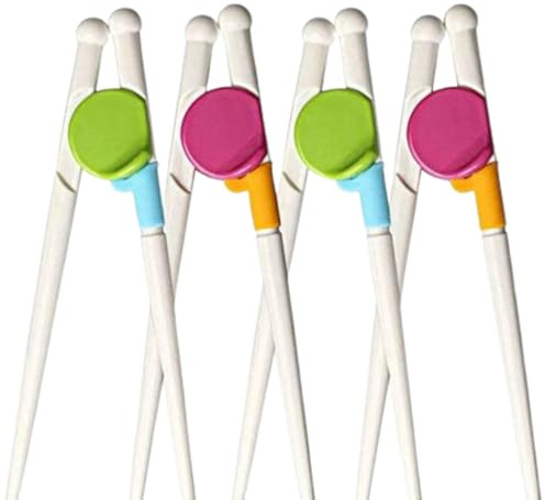4 Pairs Kids Training Chopsticks, Reusable Children Adult Learning Chopstick, Easy to Use Chop Sticks Toddler Helper Kids Learner Right or Left Handed for Beginners, BPA-Free