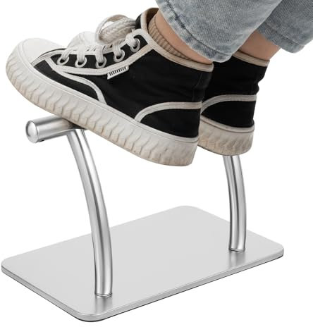 Tyvotrend Edelstahl Friseur Fußstütze, rutschfest Friseurstuhl Fußablage, Frisierstuhl Mobile Fußpedal, Fußraste für Friseur Beauty Spa Nail Massage Salon, Silber, 29.5 x 19 x 20.5 cm