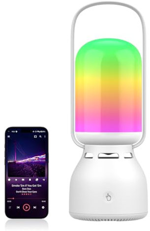 MoKo Camping Lampe mit Lautsprecher, 11 RGB Light Modes Rechargeable Lantern, Camping Lichter mit BT & TWS Funktion, IP45 wasserdichte Laternen für Stromausfälle Camping Wandern Angeln