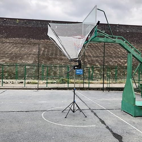 Basketballkorb aus Metall mit Ballrücklaufaufsatz, 180 ° drehbares Basketball-Rebounder-Netz für Jugendliche und Erwachsene, Schusstrainer für das Fitnessstudio, das Heim und den Hof für effizientes