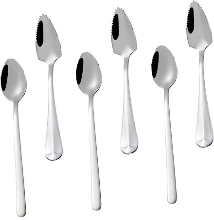 GARVALON Babyschaber Löffel 6 Stück Edelstahl 304 410 Zahndesign Zum Fruchtschaben Runder Kopf Lern Und Trainingslöffel Für Säuglinge Und Kleinkinder